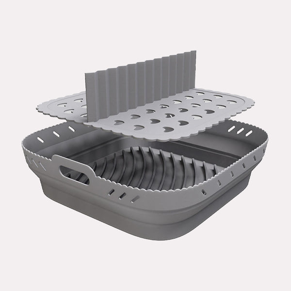 Silikoneform til Airfryer - Grå Kvadratisk Design, Holdbar Silikone Konstruktion, Praktisk Brug