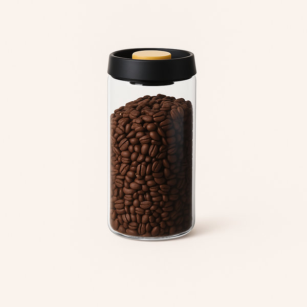 Opbevaringsglas - Klar Glas med Sort Låg i Størrelserne Stor, Mellem, Lille