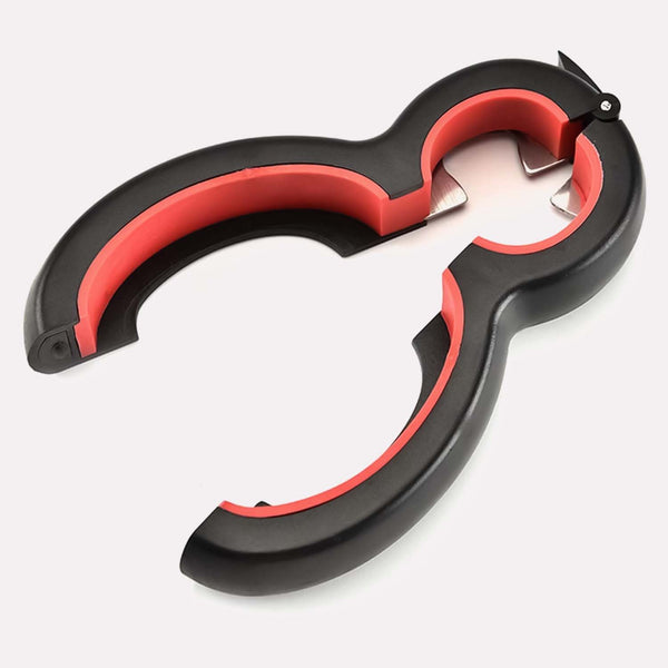 Multiåbner i Sort og Rød til Nem Åbning af Flasker og Dåser - Ergonomisk Design