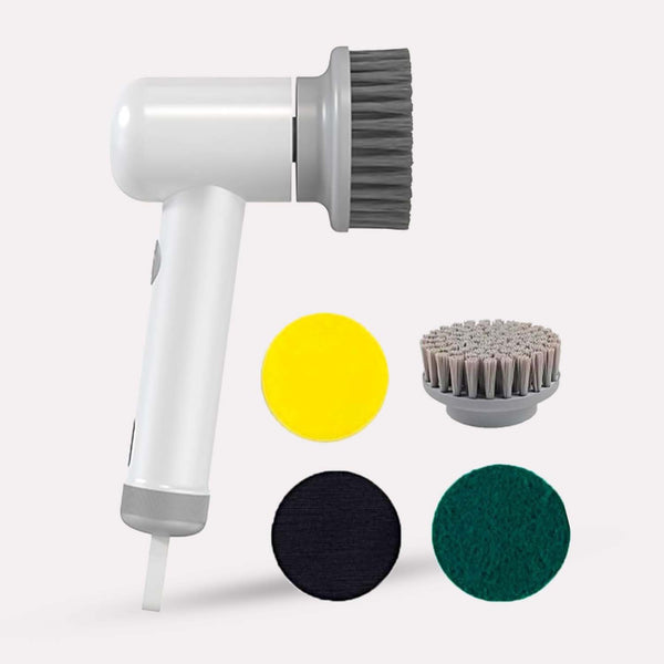 Rengøringsbørste Grå Elektrisk med Fire Hoveder og Ergonomisk Design