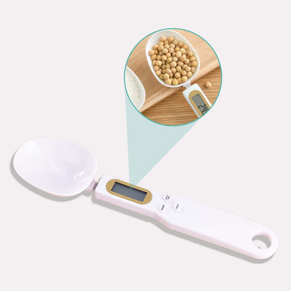 Måleske til Nøjagtig Vejning - Hvid/Beige, Holdbar Plastik, Digital Skærm