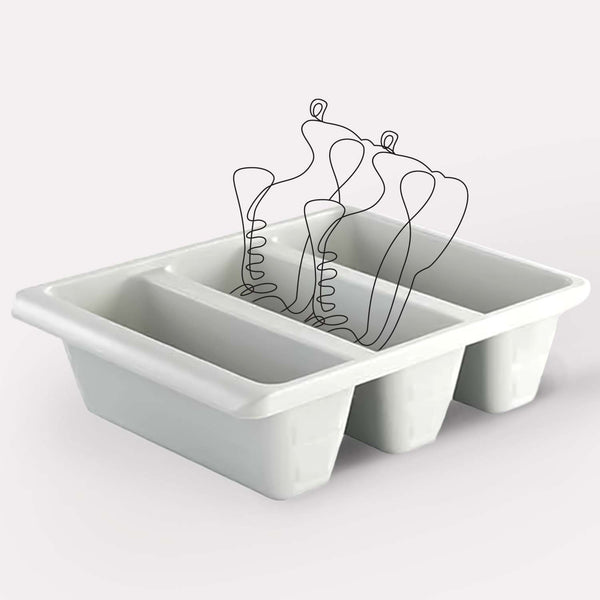 Opbevaring til Hjemmesko Skuffeindsats - Hvid, Plast, 3 Rums Design, Pladsbesparende