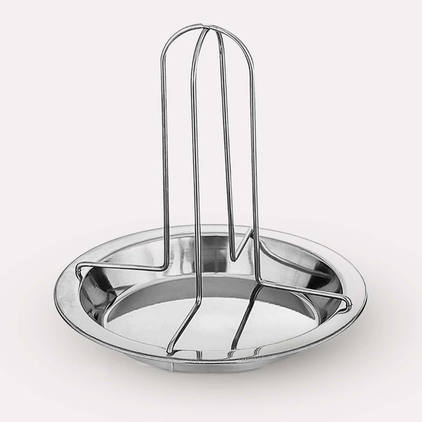 Holder til Hel Kylling i Sølv, Rustfrit Stål - Perfekt til Madlavning & Servering