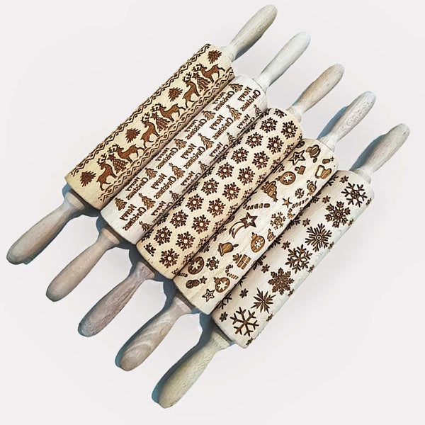 Kagerulle i Træ - Julemønstrede Varianter [Store Snefnug, Julepynt] - Høj Kvalitet