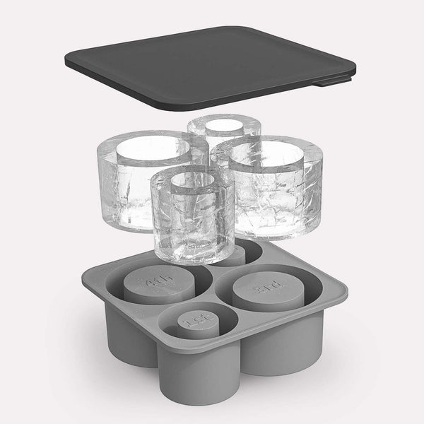 Design Isbakke i Silikone - Grå Finish, Skaber Store Cylinderformede Is