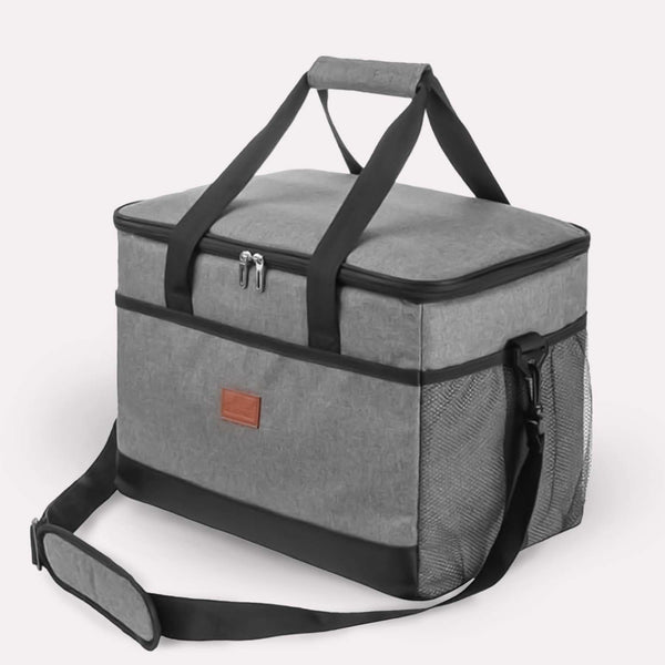 Køletaske i stilfuld grå og sort - Moderne design, perfekt til madpakke, picnic