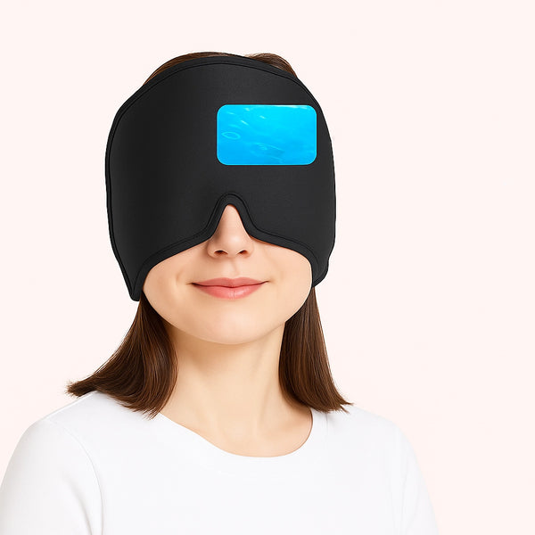 Gelkompression Hoved- og Øjenmaske - Sort, Lyserød - Sundhed & Velvære