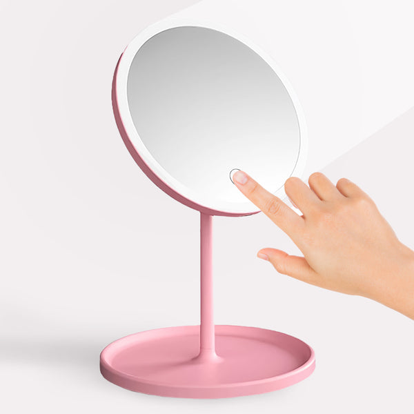 Spejl med Lys til Makeup - Elegant Lyserød, Justerbar Belysning i Moderne Design