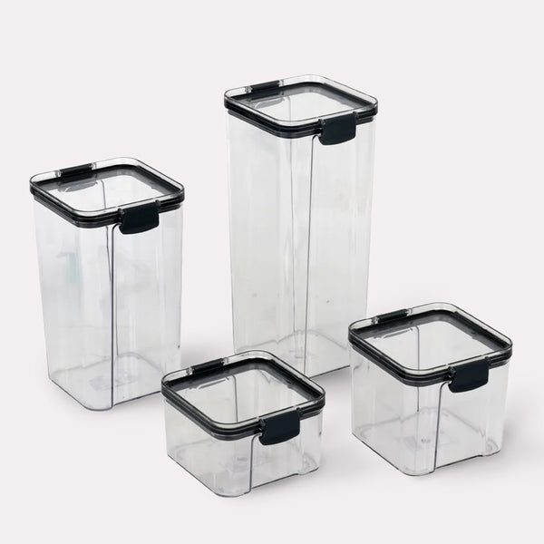 Opbevaringsbøtter Køkken - Gennemsigtig Plastik, Sort Låg, 460ml-1300ml Størrelser