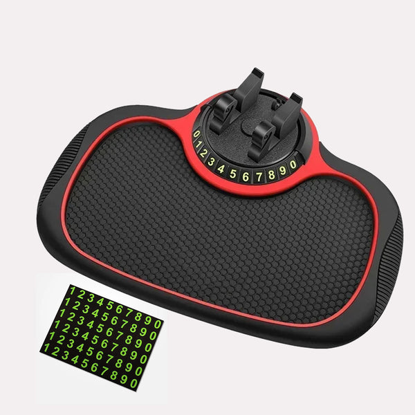 Skridsikker Telefonholder til Bilen - Sort og Rød, Justerbar Mobilholder i Plastik og Gummi