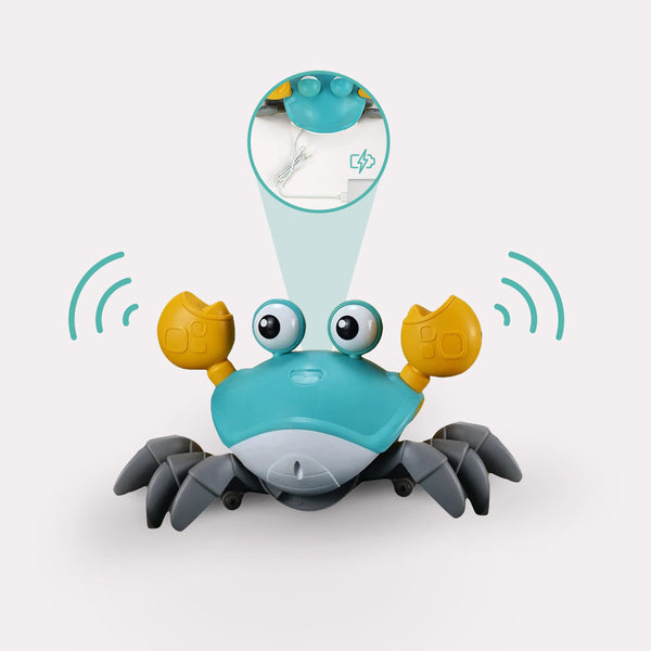 Syngende Krabbe Legetøj i Turkisblå med Interaktive Bevægelser og Lyde