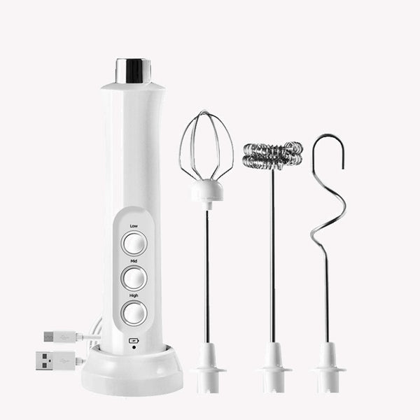 Ergonomisk Mælkeskummer Værktøj til Køkken - Hvid-Sølv, Metal-Plastik