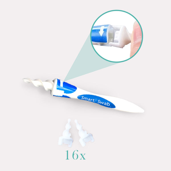 Sikker Ørerenser med Spiralhoved - Høj Kvalitet, Hvid & Blå, Ergonomisk Design