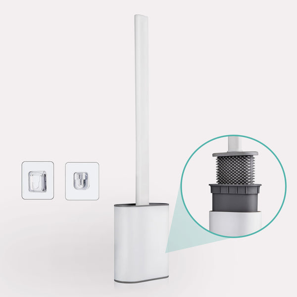Silikone Toiletbørste Hvid & Grå til Bakteriehæmmende og Effektiv Rengøring
