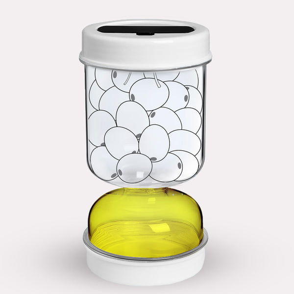 Pickle Glas - Moderne Hvid & Gul Plastfermenteringsglas med Gaffel