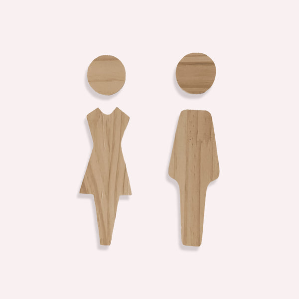 Design Moderne Wcskilt - Lysbrun, Træ, 17cm - Tydelig Kønsindikation