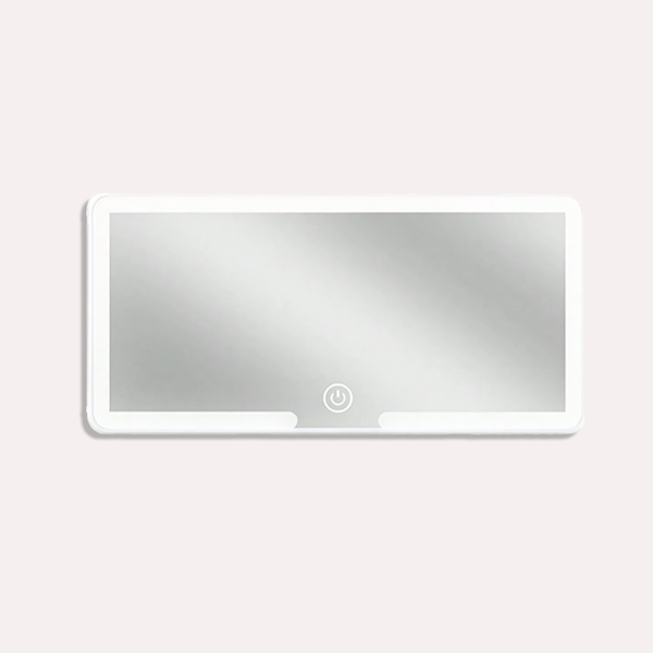 Lys Makeupspejl med LED og Touch, Hvid-Sølv, Kompakt og Elegant Design