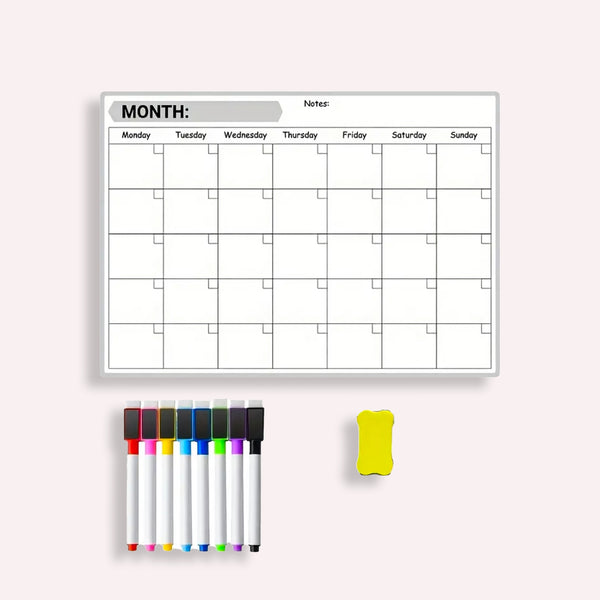 Magnetisk Kalender Tavle til Moderne Planlægning - Hvid/Sort, Genanvendelig