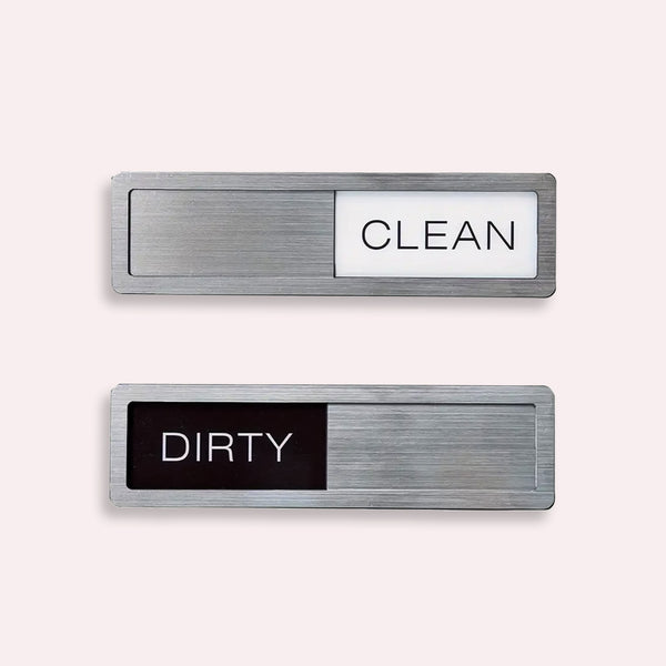 Opvaskemaskineskilt i Holdbar Metal og Plastik - Sort, Hvid og Sølv Design