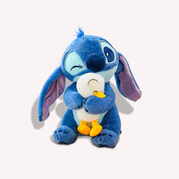 Stitch bamse med blød plys i blå/hvid - Krammeven til børneværelset