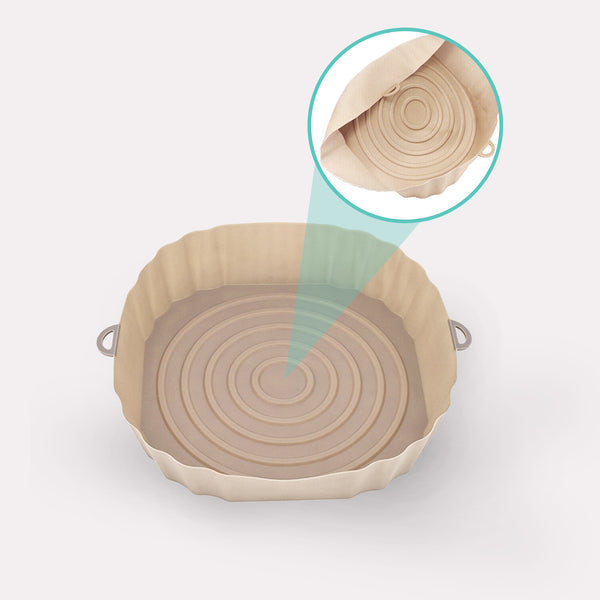 Silikoneform til Airfryer - Beige, Genanvendelig, Non-stick med Håndtag