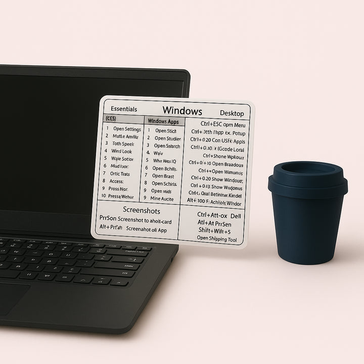 Enhanced Genvejsskema til Windows Tastaturgenveje - Forbedrer Produktivitet, Nem Adgang til Genveje, Tidsbesparende: A vibrant co-working space bustling with activity, where the Genvejsskema til Windows Tastaturgenveje is adhered to a laptop monitor.