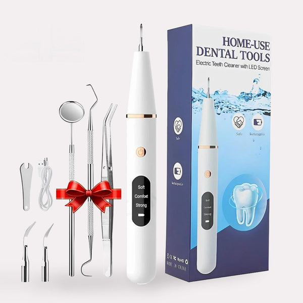 Tandpleje: Elektrisk Tandrens - Hvid/Blå Galvaniseret Metal, Kompakt